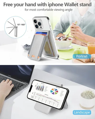 Miniatura 2 de ExtreLife Cartera Magsafe 2 en 1, soporte ajustable para teléfono, ventana de identificación abierta, cartera magnética para iPhone 17/16/15/14 Pro