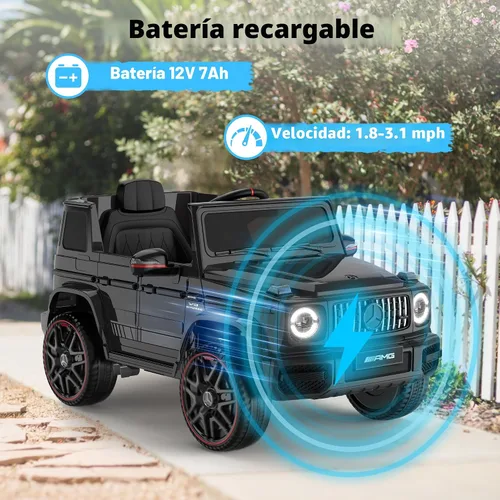 Miniatura 4 de ANPABO Auto de juguete Mercedes-Benz G63 con licencia, para niños, 12 V, con control remoto para padres, aviso de batería baja, faro delantero LED