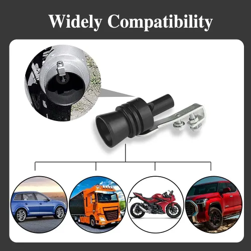 Miniatura 6 de 2 piezas de silbato turbo para coche, silbato turbo universal de aleación de aluminio, silbato de tubo de escape de sonido turbo de aleación de Negro