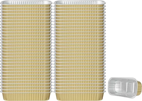 Miniatura 23 de Restaurantware - Mini moldes para pasteles de 6.8 onzas, 6.5 x 2.6 x 1.2 pulgadas, 100 tazas redondas para hornear, desechables, con tapas de Café
