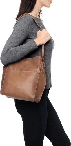 Miniatura 6 de Frye Hobo de cuero con cremallera de caña Naranja