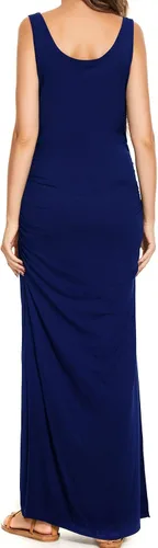 Miniatura 4 de Smallshow Vestido de maternidad largo dividido para mujer, ropa de embarazo fruncida