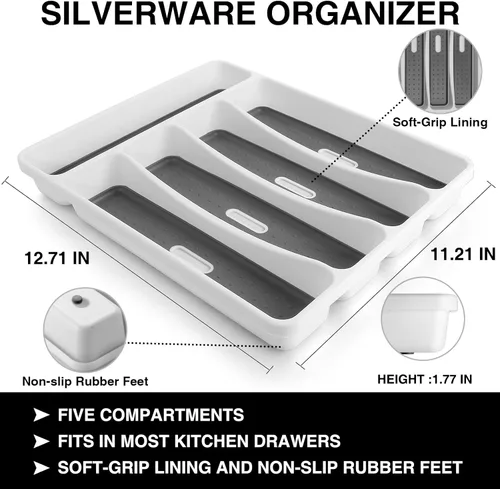 Miniatura 4 de EWFEN - Juego de cubiertos de 40 piezas con organizador, juego de cubiertos de acero inoxidable resistente para 8, vajilla de grado alimenticio