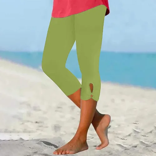 Miniatura 145 de Pantalones capri para mujer, estilo casual, de verano, elásticos, de cintura alta, pantalones de yoga, ajuste atlético, pantalones deportivos