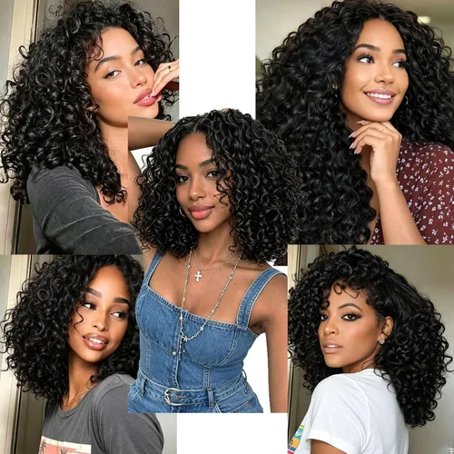 Miniatura 7 de 8 Packs Curly Crochet Hair GOGO Curl Crochet Hair for Black Women Deep Wave Braiding hair Water Wave Crochet hair Extensions Synthetic Bohemian
