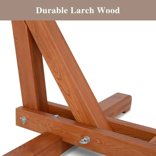 Miniatura 6 de SUNCREAT Soporte de hamaca de madera ajustable de 12 a 14 pies, solo soporte de hamaca de madera de alerce para exteriores, capacidad de 475 libras