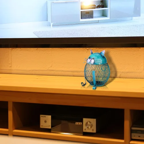 Miniatura 8 de Kavolet Alcancía de metal para niños y adultos, caja de metal con forma de gato, banco de dinero, adorno de artesanía artesanal, cumpleaños