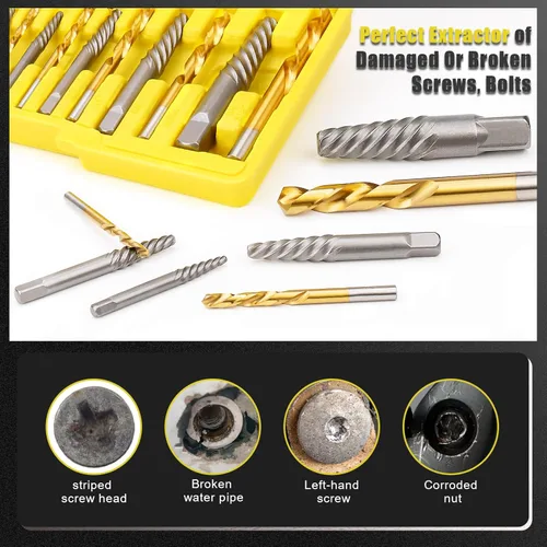 Miniatura 6 de Topec Extractor de tornillos y juego de brocas de mano izquierda - Juego de 18 piezas para una extracción fácil de pernos rotos Extractor