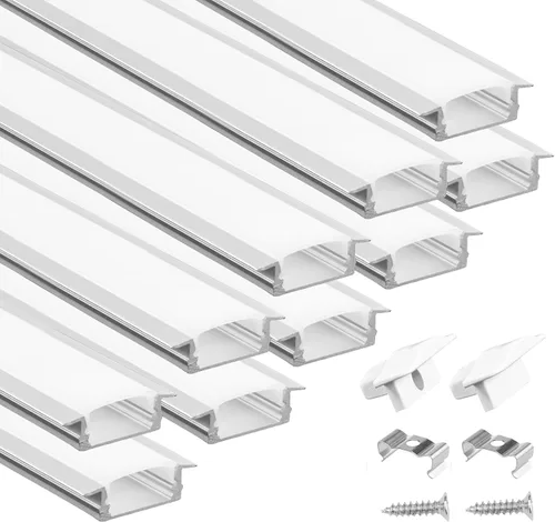 Miniatura 6 de Muzata Paquete de 5 canales LED empotrados de 3.3 pies/3.3 ft con cubierta blanca lechosa en forma de U de aluminio LED tira difusor canal U127 WW 1M