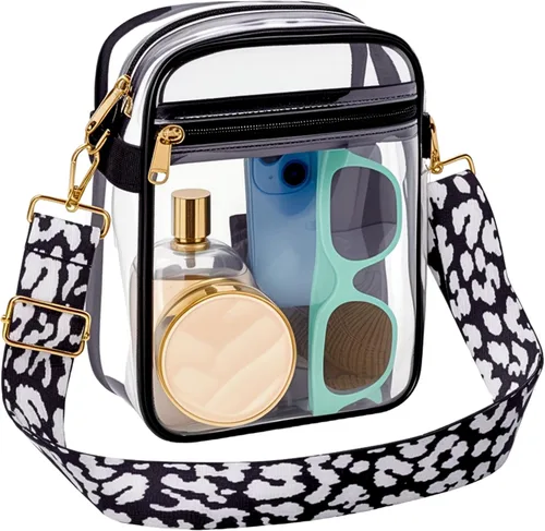 Miniatura 10 de Bolsa transparente para eventos de estadio, bolso transparente con correa extraíble, bolsa de mensajero para conciertos, trabajo, deportes y fiestas