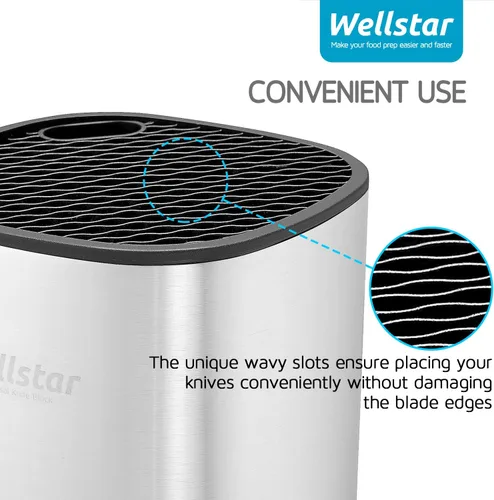 Miniatura 6 de WELLSTAR Soporte universal para cuchillos de acero inoxidable sin cuchillos, ahorro de espacio seguro, gran volumen, almacenamiento estable