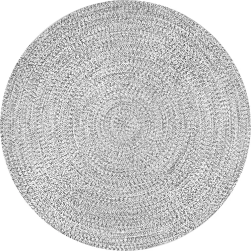 Miniatura 3 de nuLOOM Alfombra de Área Redonda Sólida Trenzada a Mano de 4 Pies para Interiores/Exteriores, Apta para Mascotas, Alto Tráfico, Resistente a la Sal