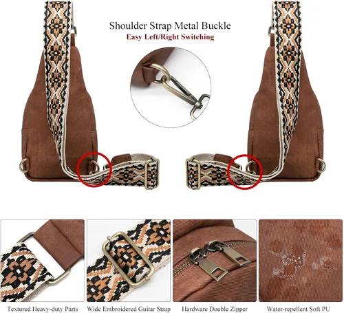 Miniatura 5 de Long Keeper Bolso cruzado pequeño - Bolso cruzado de cuero vegano para mujeres y hombres, bolsa de pecho para teléfono, bolsa de viaje cruzada