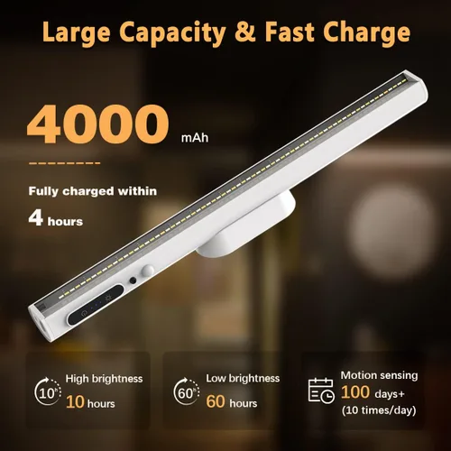 Miniatura 3 de Hapfish Barra de Luz LED con Sensor de Movimiento Interior, Iluminación Recargable Bajo Gabinete Inalámbrica, Luces de Pared Operadas por Batería