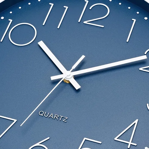 Miniatura 7 de Foxtop - Reloj de pared de cuarzo redondo moderno, silencioso, sin tictac, funciona con pilas, decorativo, para dormitorio, cocina, hogar, oficina