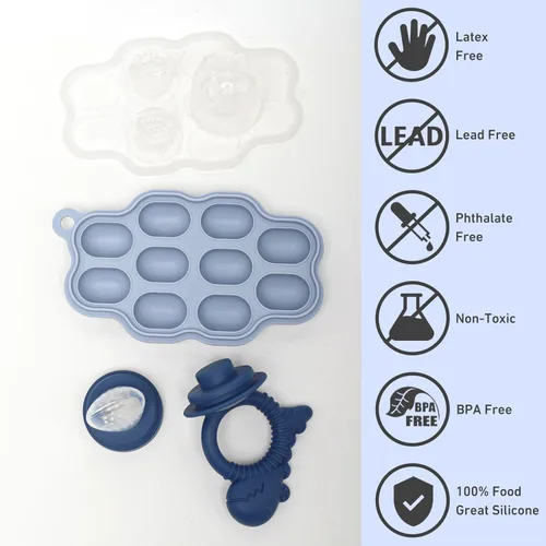 Miniatura 7 de Moldes para paletas de leche materna para bebés y chupete de alimentador de frutas para bebés, bandeja de silicona para congelador de alimentos
