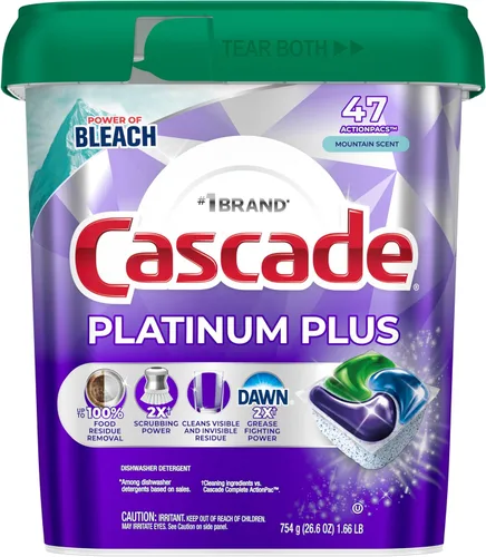 Miniatura 9 de Cápsulas Cascade Platinum Plus para lavavajillas, detergente para lavavajillas, jabón detergente para platos, Mountain, 19