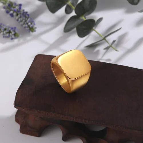 Miniatura 5 de Anillo de motero enhong, sello, anillo de acero pulido sólido, para hombre, ideal como regalo, tamaño de 17-38cm, color oro, negro o plata