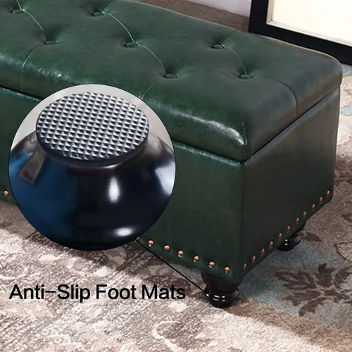 Miniatura 7 de Otomana de almacenamiento, banco de entrada con botones de piel sintética con almacenamiento, taburete para cambiar zapatos, baúl de juguete Blanco