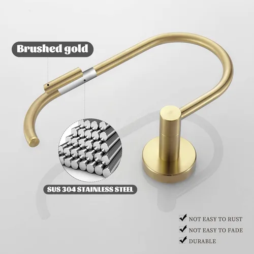 Miniatura 7 de Toallero de papel higiénico dorado, soporte para rollo de papel higiénico dorado cepillado, soporte para toallas de mano, accesorios de baño