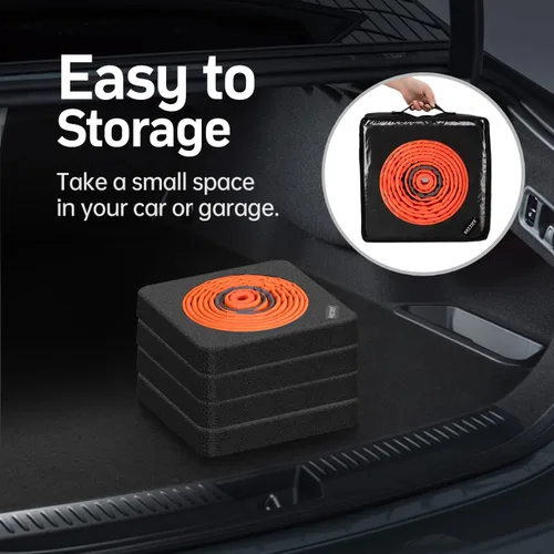 Miniatura 6 de BATTIFE Paquete de 4 conos naranjas plegables de seguridad de tráfico de 28 pulgadas con base negra pesada, conos emergentes multiusos y collar
