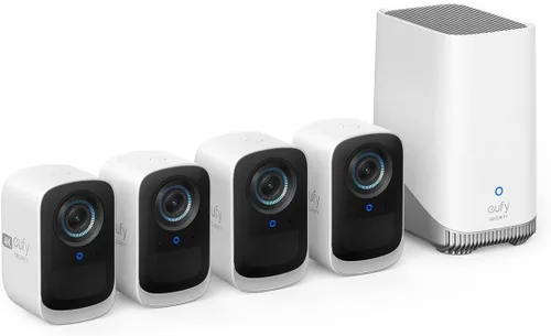 eufy security eufyCam S300(eufyCam 3C) Kit de 4 cámaras, cámara de seguridad inalámbrica para exteriores, cámara 4K, almacenamiento local