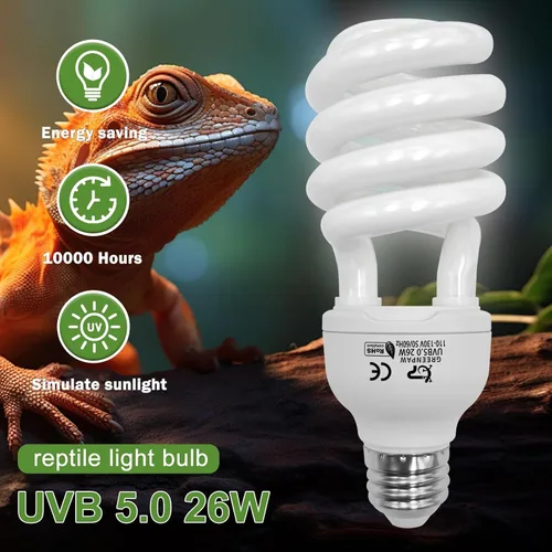Miniatura 2 de Luz UVB para reptiles, 5.0 26W UVA UVB luz para reptiles, bombilla fluorescente compacta UVB para camaleones, tortuga, iguanas y serpientes