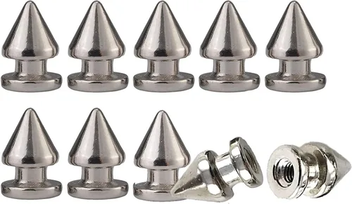 Miniatura 8 de Picos de metal de repuesto para collar de perro DowgClub de cuero genuino en color dorado (paquete de 10, dorado)