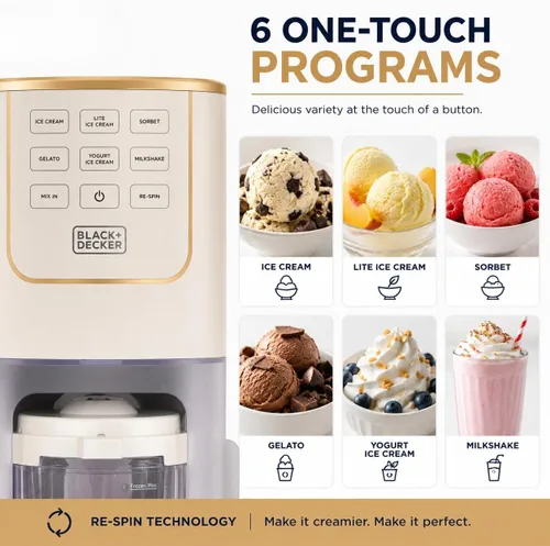 Miniatura 4 de BLACK+DECKER Máquina de helados para familias y niños – Haz helados sin proteínas, keto y lácteos, gelato y batidos en casa – Máquina de pintas