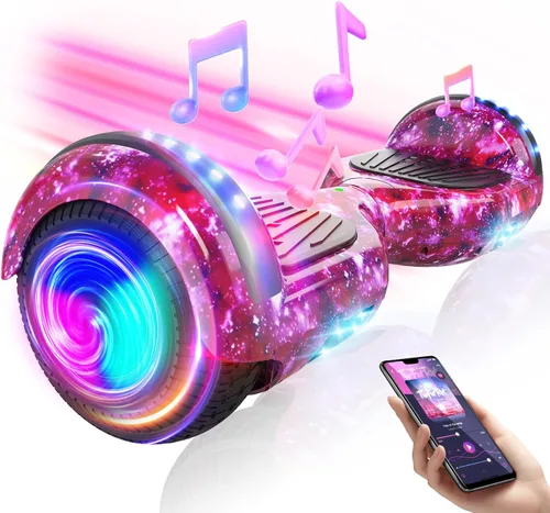Miniatura 6 de Scooter con accesorio de asiento para niños y adultos, scooter de equilibrio de 6.5 pulgadas y 8.5 pulgadas con altavoces Bluetooth y luz LED A2