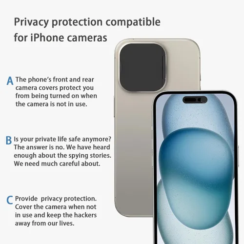 Miniatura 7 de Funda de privacidad compatible con 15 Pro/iPhone 15 Pro Max con cubierta de cámara frontal, protege la privacidad y la seguridad, pero no afecta