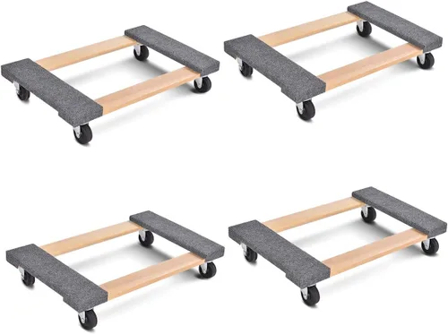Miniatura 10 de Goplus Carro móvil para muebles, rodante de madera resistente con ruedas para sofá de piano, nevera, artículos pesados, soporta de forma segura 1000