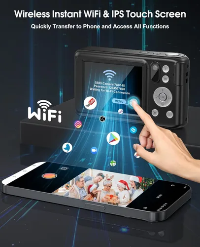 Miniatura 3 de Cámara digital 5K para fotografía, cámara WiFi con pantalla táctil de 64 MP con enfoque automático 6X óptico y zoom digital 16X, cámara de vlogging