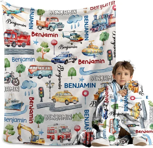 Miniatura 27 de Manta personalizada de bosque azul para niños y niñas, manta personalizada de animales salvajes, regalos para bebé, vaca, guardería, mantas