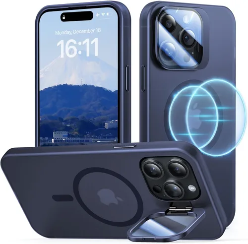 Miniatura 12 de Funda para iPhone 14 Pro, protección contra caídas de grado militar, compatible con MagSafe, soporte integrado y protector de lente de cámara, funda