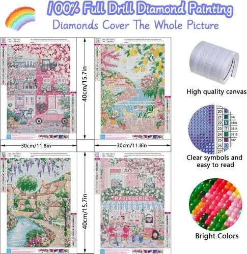 Miniatura 3 de Paquete de 4 kits de arte de diamantes de City in Love para adultos, kits de pintura de diamantes para adultos para principiantes, kits de arte