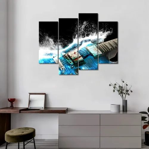 Miniatura 3 de Guitarra en azul y olas se ve hermosa pintura de arte de pared la imagen impresión en lienzo imágenes musicales para decoración del hogar regalo
