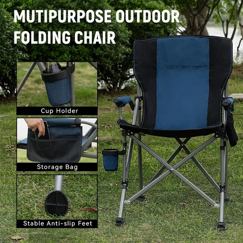 Miniatura 5 de Silla de pesca con soporte de caña ajustable de 360° mejorado, sillas plegables de pesca en hielo para adultos, silla de camping portátil