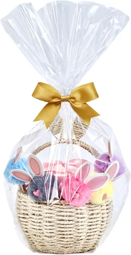 Wowfit 10 CT Bolsas de regalo de celofán transparente de 16x24 pulgadas – Bolsas de celofán seguras para alimentos para pequeñas cestas de regalo,