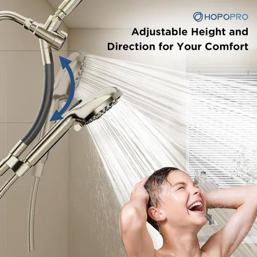 Miniatura 6 de Dual Filtered Handheld Shower Heads Combo, HOPOPRO 15-Mode High Pressure Rainfall Showerheads Combo Set with Filter, for Hard Water, Removes