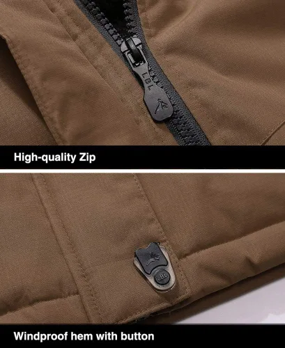 Miniatura 7 de MAGCOMSEN - Chaqueta de invierno para hombre, impermeable, abrigada, con forro polar y múltiples bolsillos