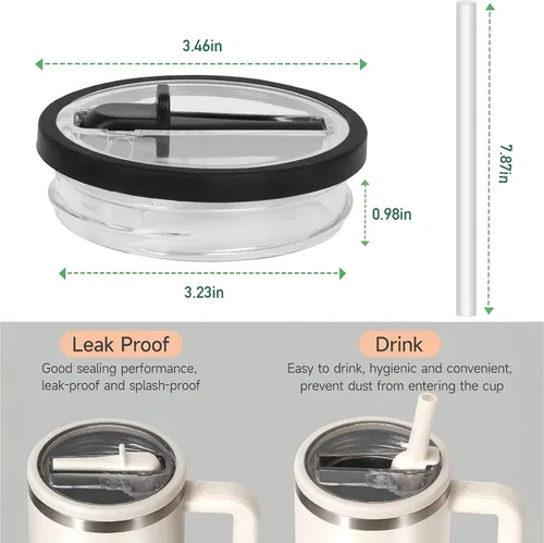 Miniatura 2 de Paquete de 2 vasos de repuesto de 30 onzas con tapa abatible con popote para Stanley Quencher, tapa a prueba de fugas para vaso Stanley-H2.0