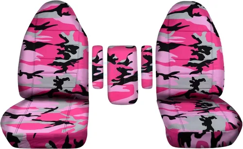 Miniatura 10 de Fundas para asientos y 3 fundas para reposabrazos de camiones Ford (Uno por asiento + Central) (16 impresiones, diseño de camuflaje), verde