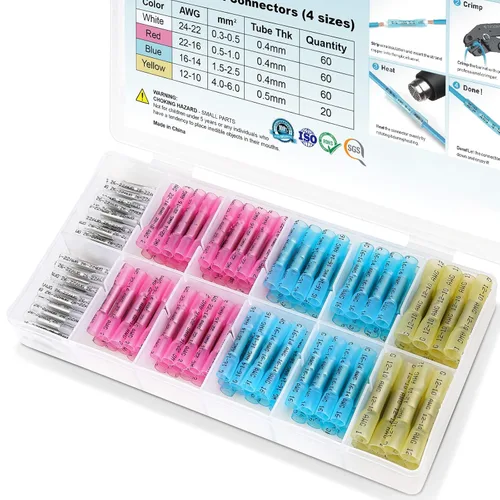 Miniatura 12 de TICONN - Juego de 100 piezas de conectores de alambre termorretráctiles, terminales de alambre eléctrico aislados y resistentes al agua