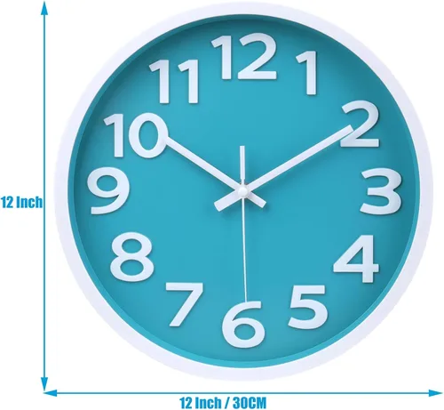 Miniatura 3 de Crosstime Reloj de pared silencioso sin tictac para interiores y exteriores, funciona con pilas, reloj analógico decorativo fácil de leer