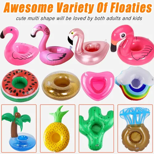 Miniatura 2 de Soporte inflable para bebidas, paquete de 25 flotadores, varios diseños, flotadores, portavasos para bebidas para despedida de soltera, fiesta