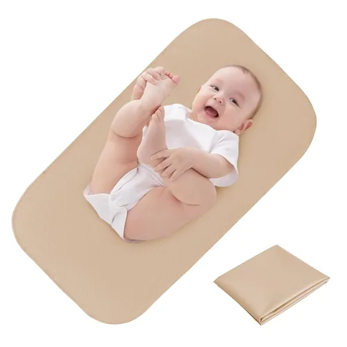 Miniatura 6 de Elantrip Cambiador para cama – Cambiador de cuero para bebé, cambiador portátil para bebé, cambiador de pañales compacto, se adapta a bolsa