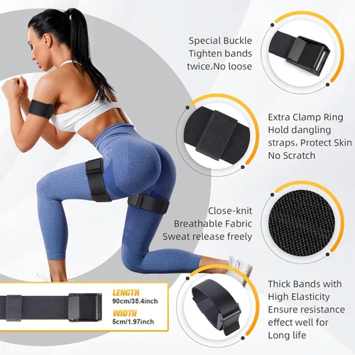 Miniatura 2 de Bandas para glúteos, bandas de restricción de flujo sanguíneo para mujeres/hombres, bandas de entrenamiento BFR ajustables para glúteos