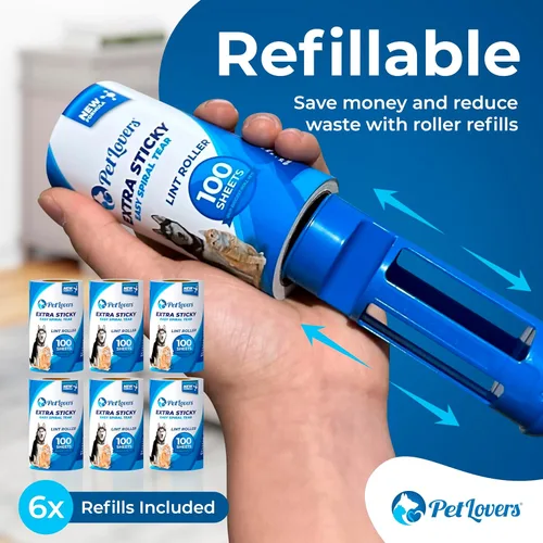 Miniatura 4 de PetLovers Juego de 800 hojas de rodillo extra pegajoso para eliminación de pelusas de mascotas y gatos, paquete de 8