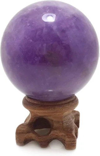 Miniatura 4 de Polar Jade Esfera de cristal de amatista con soporte de 1.969 in de diámetro, bolas de piedra protectora raras para decoración, curación